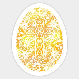 Yellow Easter Egg Pysanky Style | Cherie's Art(c)2021 Sticker